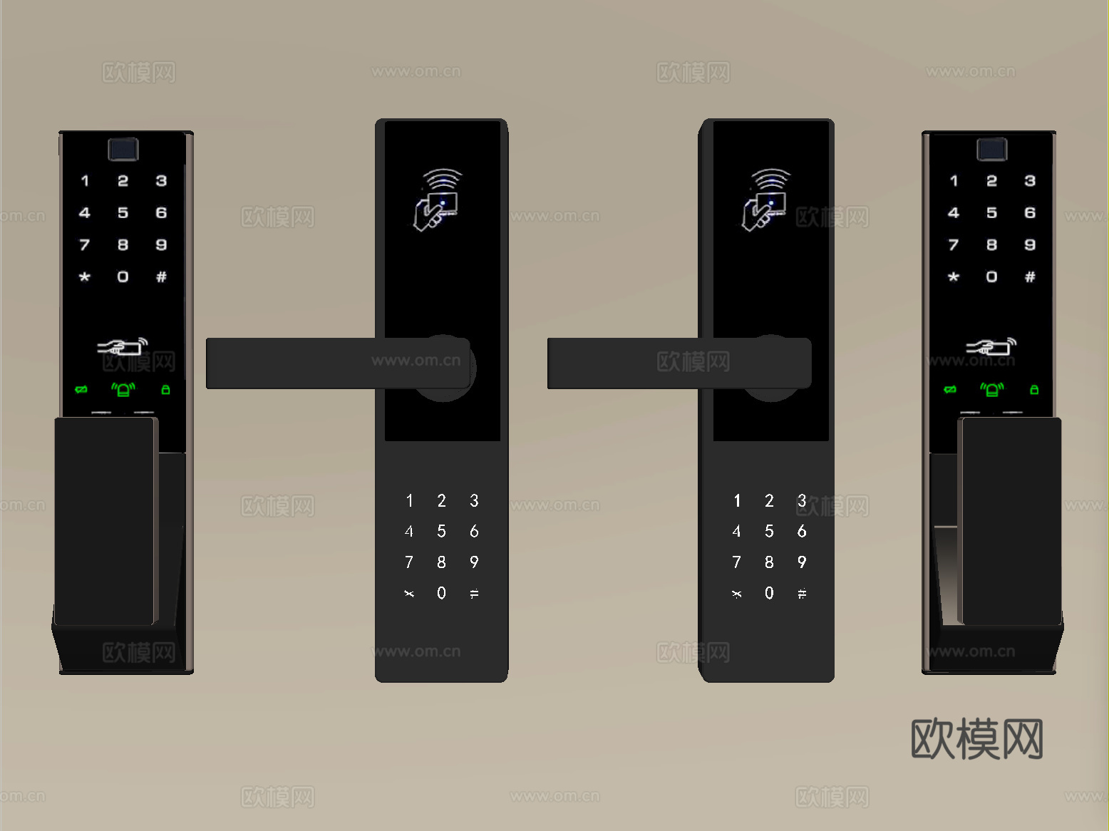 现代指纹锁 智能锁 密码锁su模型