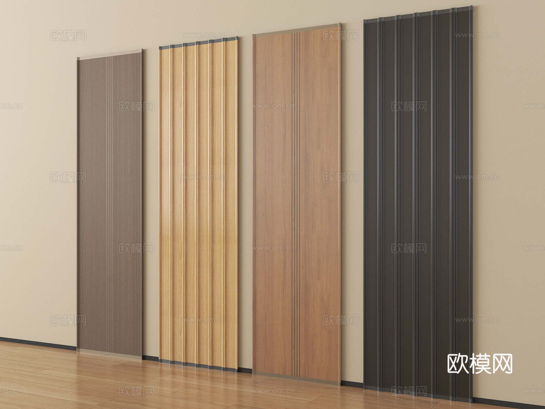 现代护墙板 格栅板 长城板 墙饰板su模型