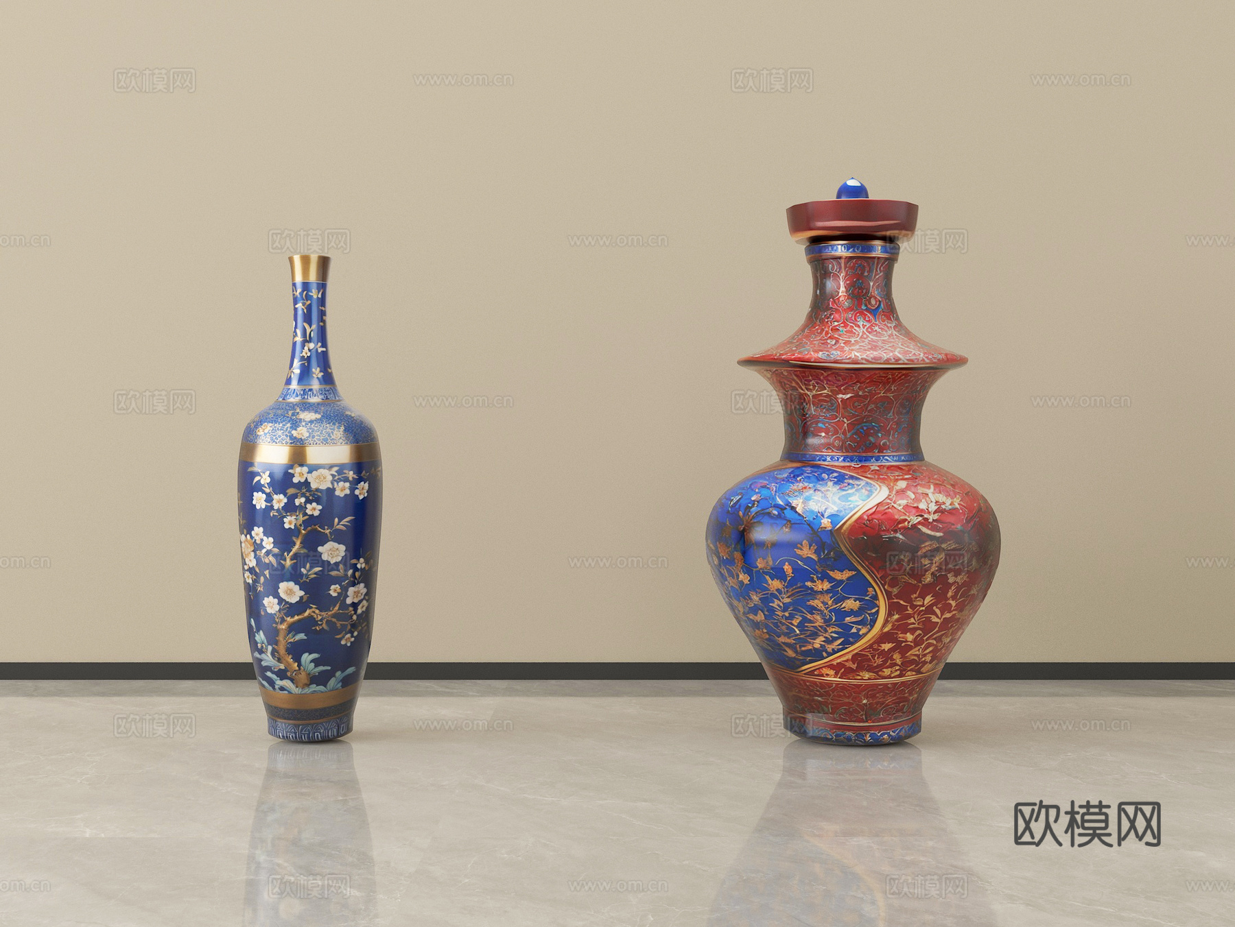 中式陶瓷花瓶摆件su模型