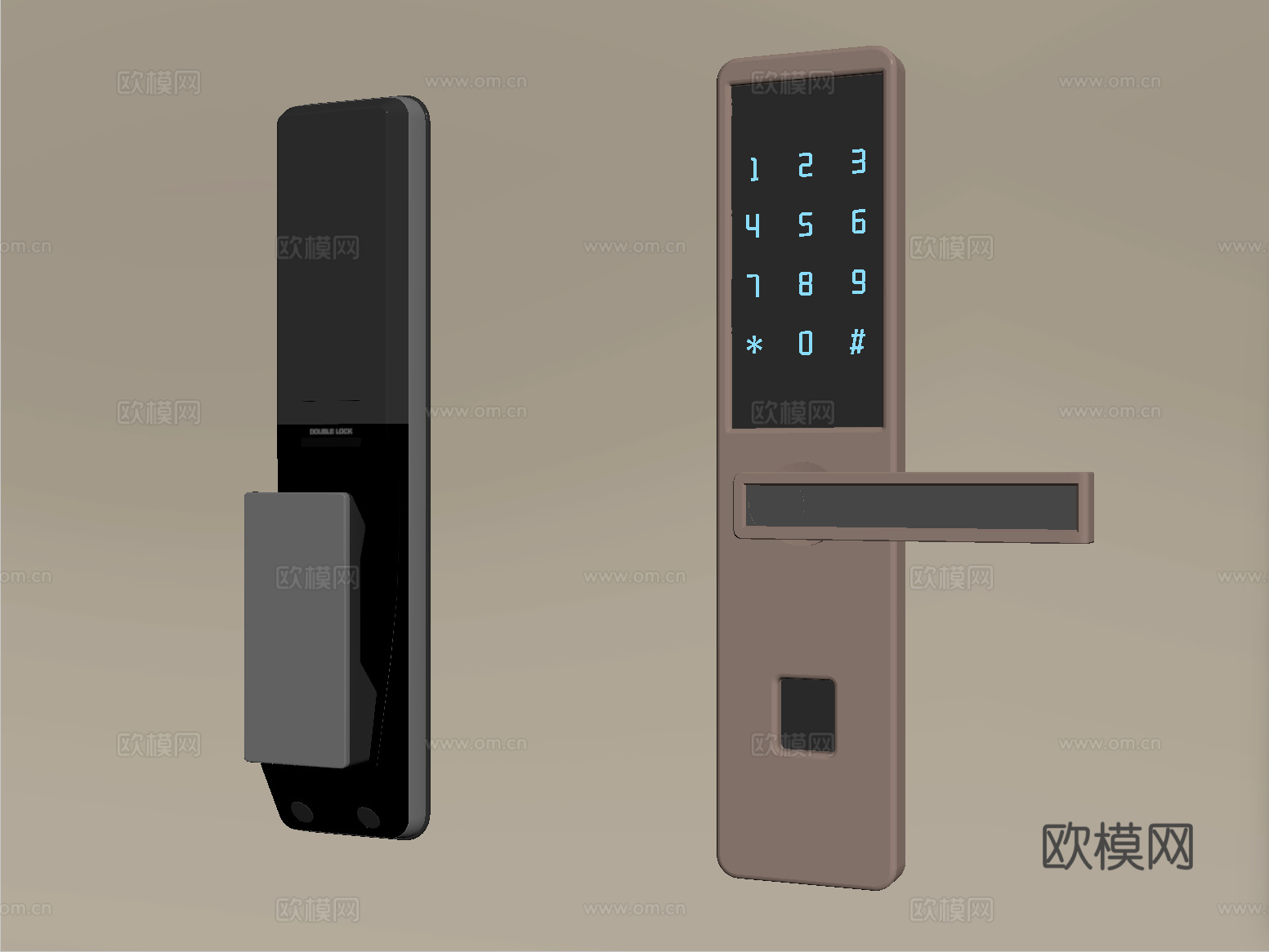 现代指纹锁 智能锁 密码锁su模型