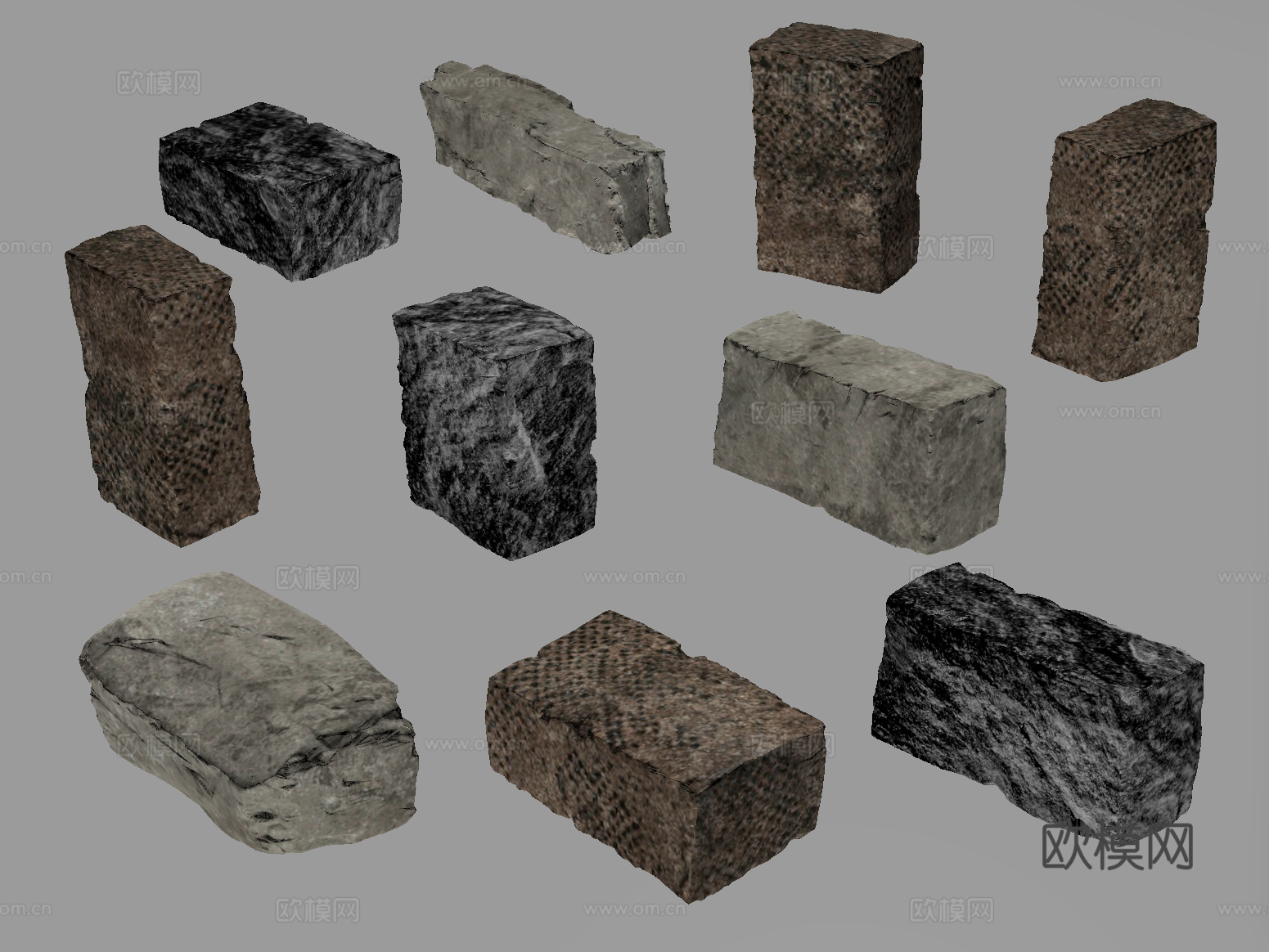 现代石头 砖块 石砖砖头方石su模型下载（渲染图2）
