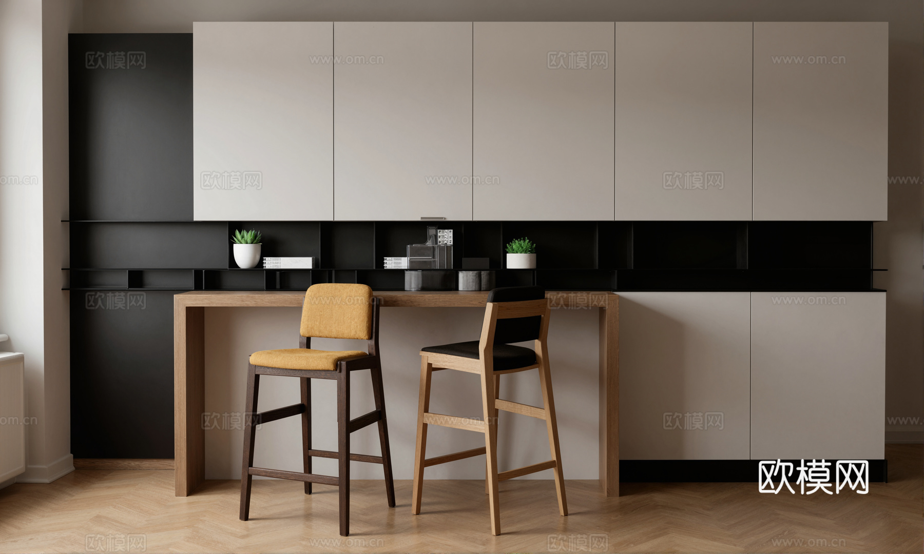 现代简约吧台组合 吧台 吧椅 饰品 吧台柜su模型