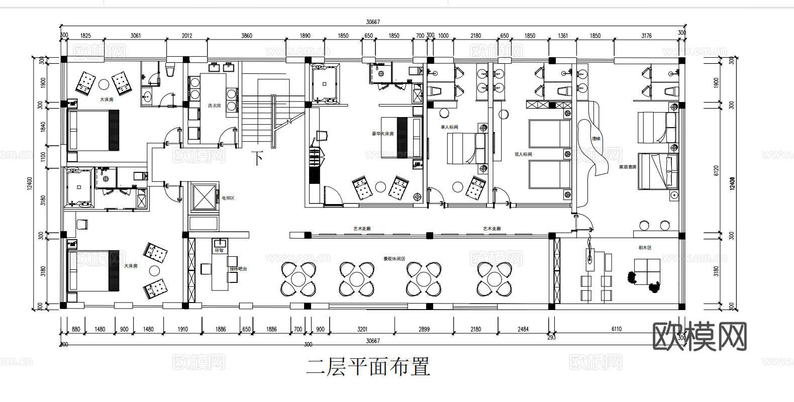 禅意风民宿平面图cad施工图