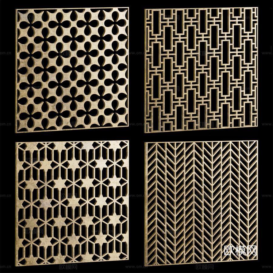 方形装饰板套装73d模型下载（渲染图1）