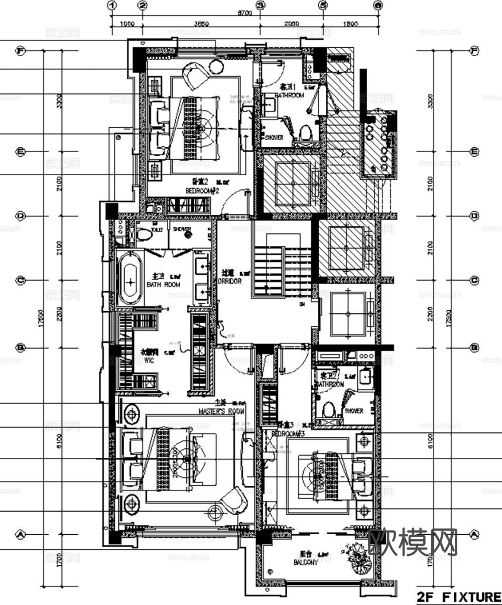 10套欧式古典风格样板间复式别墅大平层住宅CAD施工图效果图cad施工图