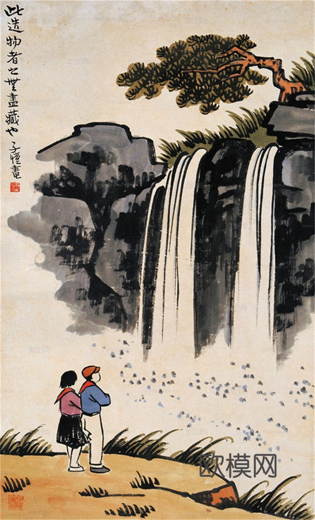 丰子恺水墨绘画作品，写意水墨画，水墨风漫画155下载