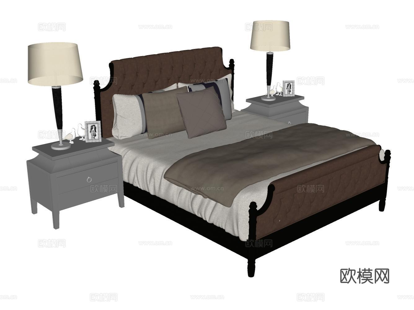 双人床su模型