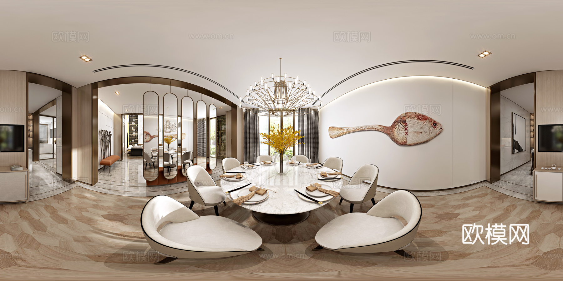 龙湖样板间大平层 最新全套施工图 效果图合集cad施工图