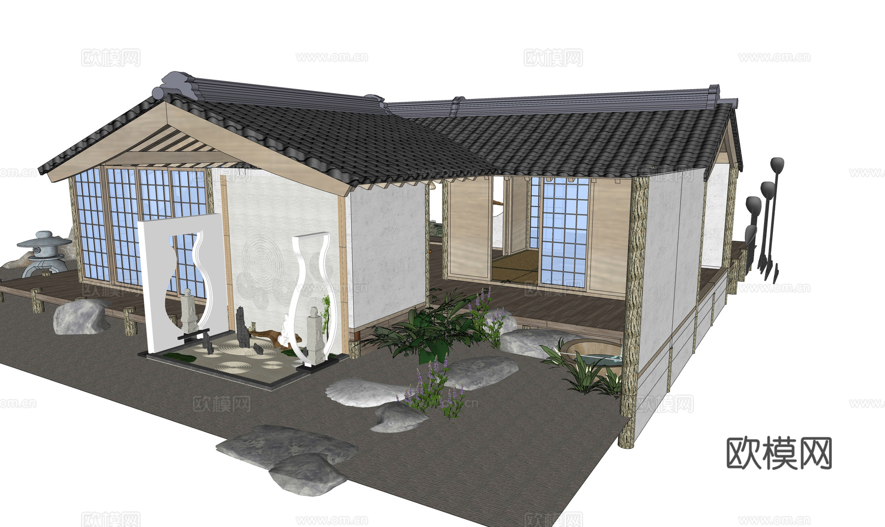 庭院 露台 室内景观 屋顶花园 阳光房su模型