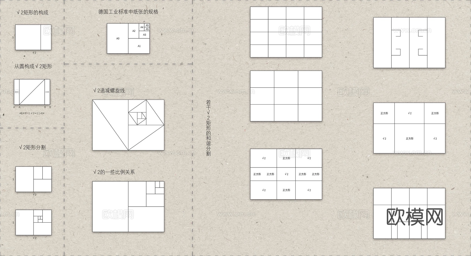 设计几何学黄金比例分割模板cad施工图