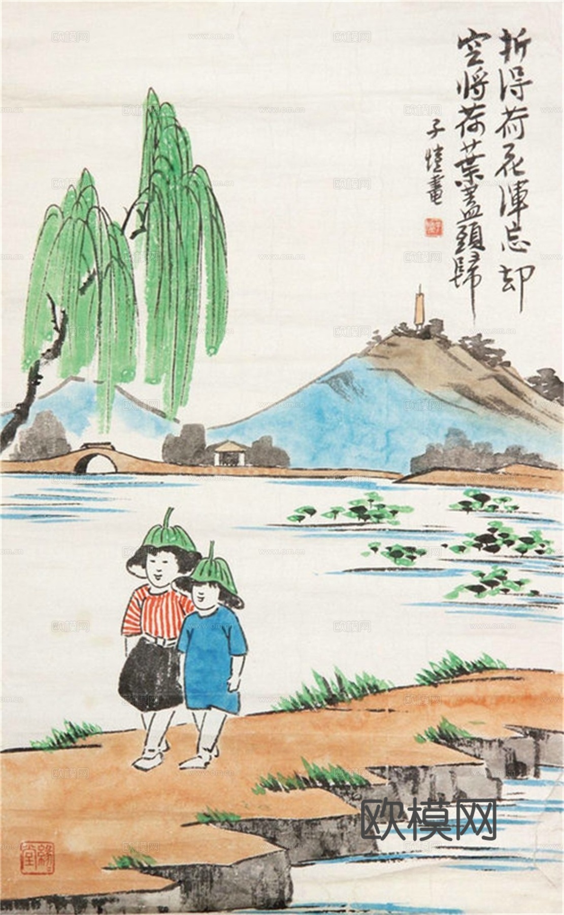 丰子恺水墨绘画作品，写意水墨画，水墨风漫画5下载