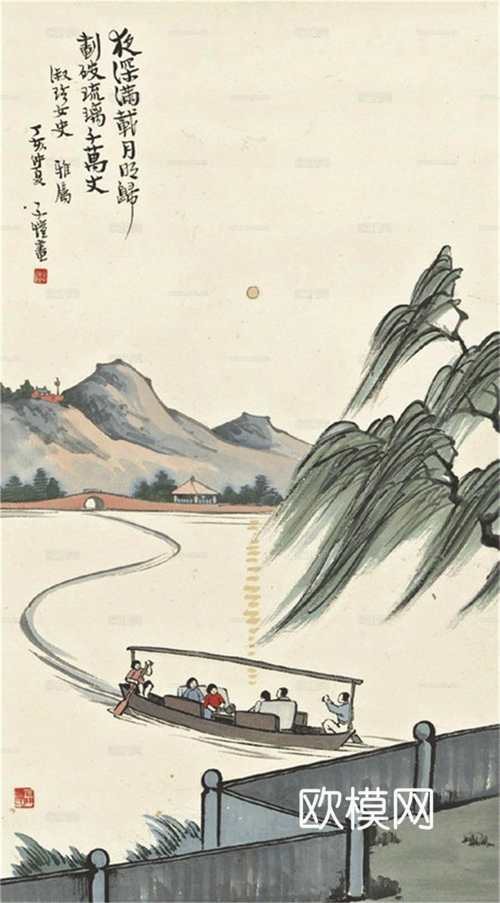 丰子恺水墨绘画作品，写意水墨画，水墨风漫画118