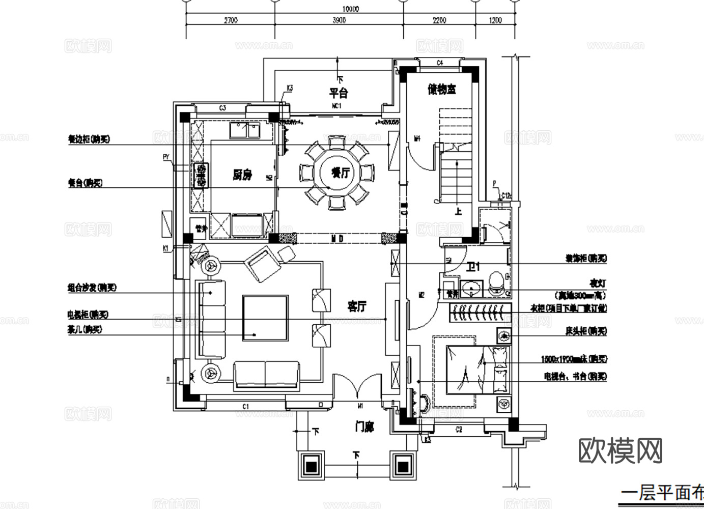 10套欧式古典风格样板间复式别墅大平层住宅CAD施工图效果图cad施工图