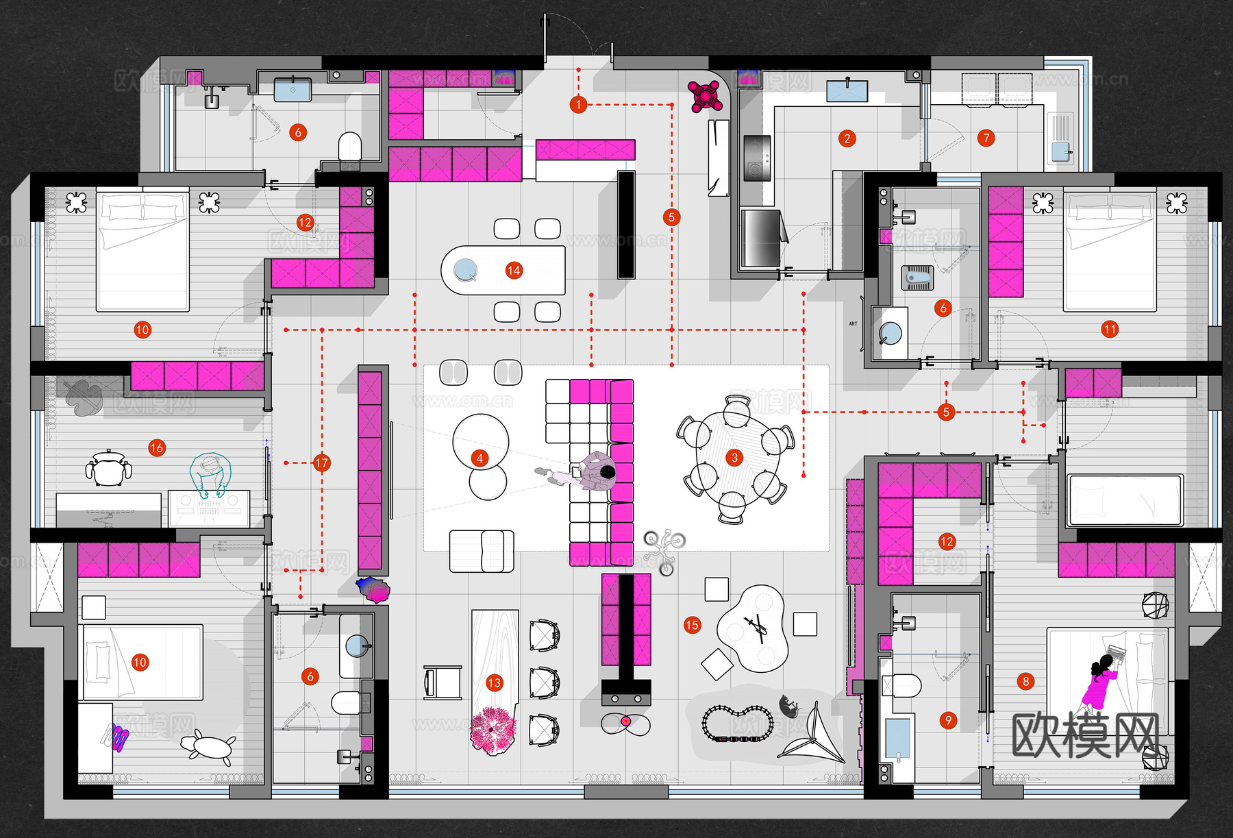 制图神器：CAD彩平直出模板1.0cad施工图
