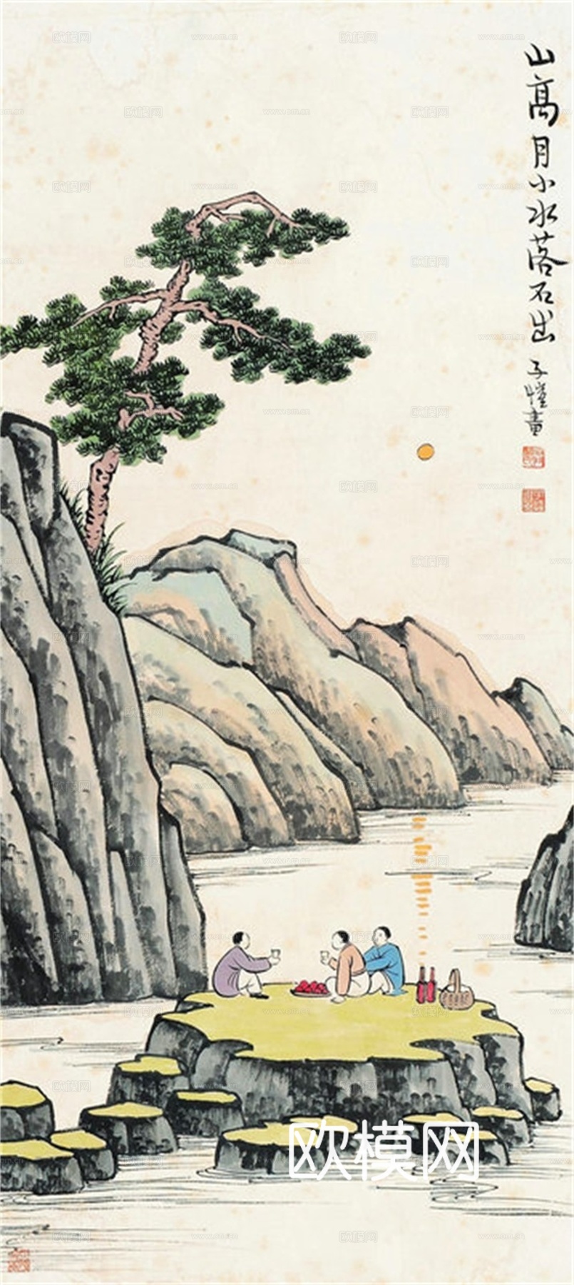丰子恺水墨绘画作品，写意水墨画，水墨风漫画16