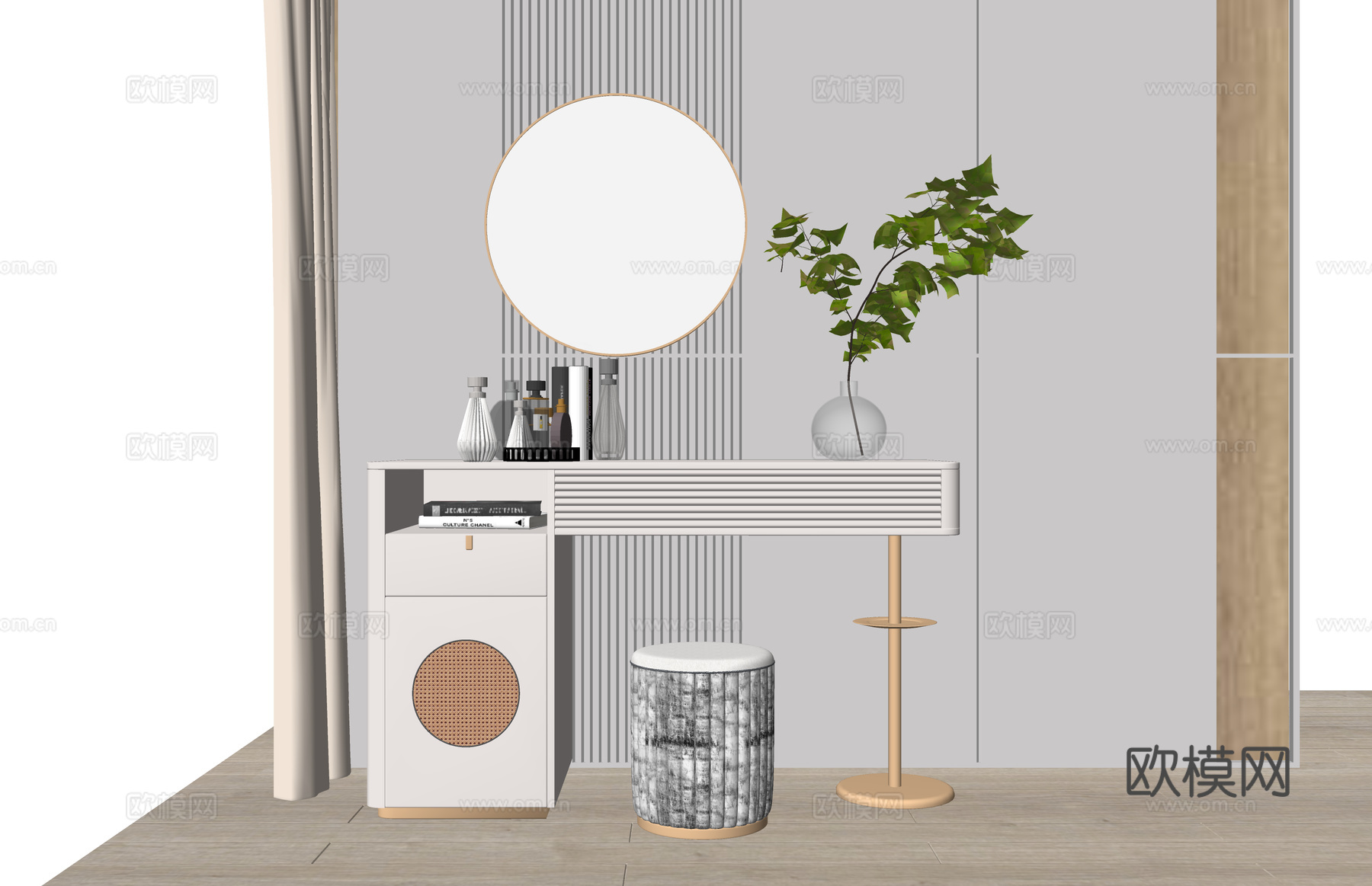 卫生间 阳台 化妆 梳妆台 晾衣架 桌子su模型