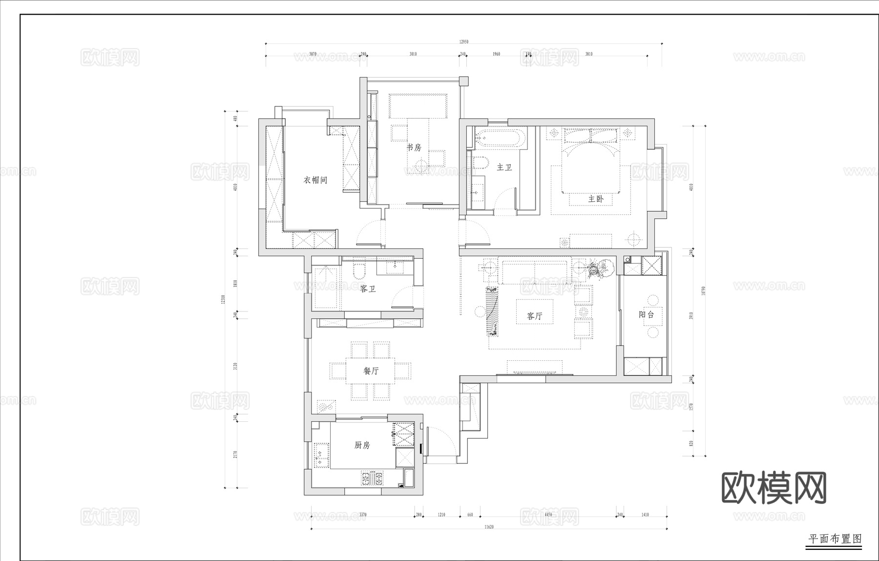 中式大平层 样板间 最新全套施工图 效果图合集cad施工图
