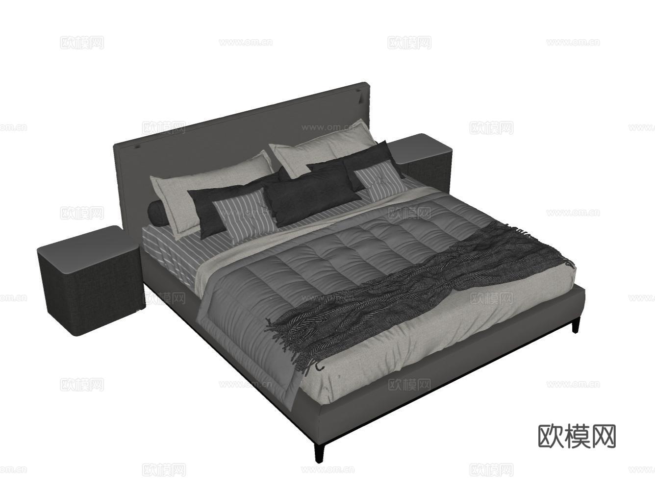 双人床su模型