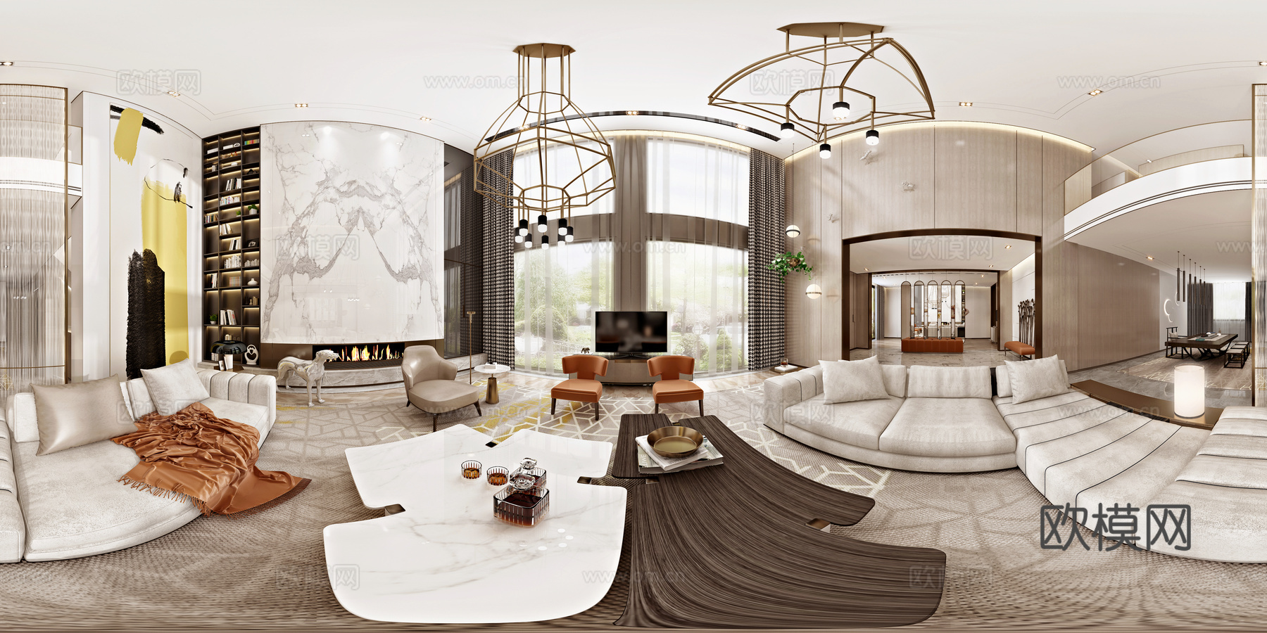 龙湖样板间大平层 最新全套施工图 效果图合集cad施工图