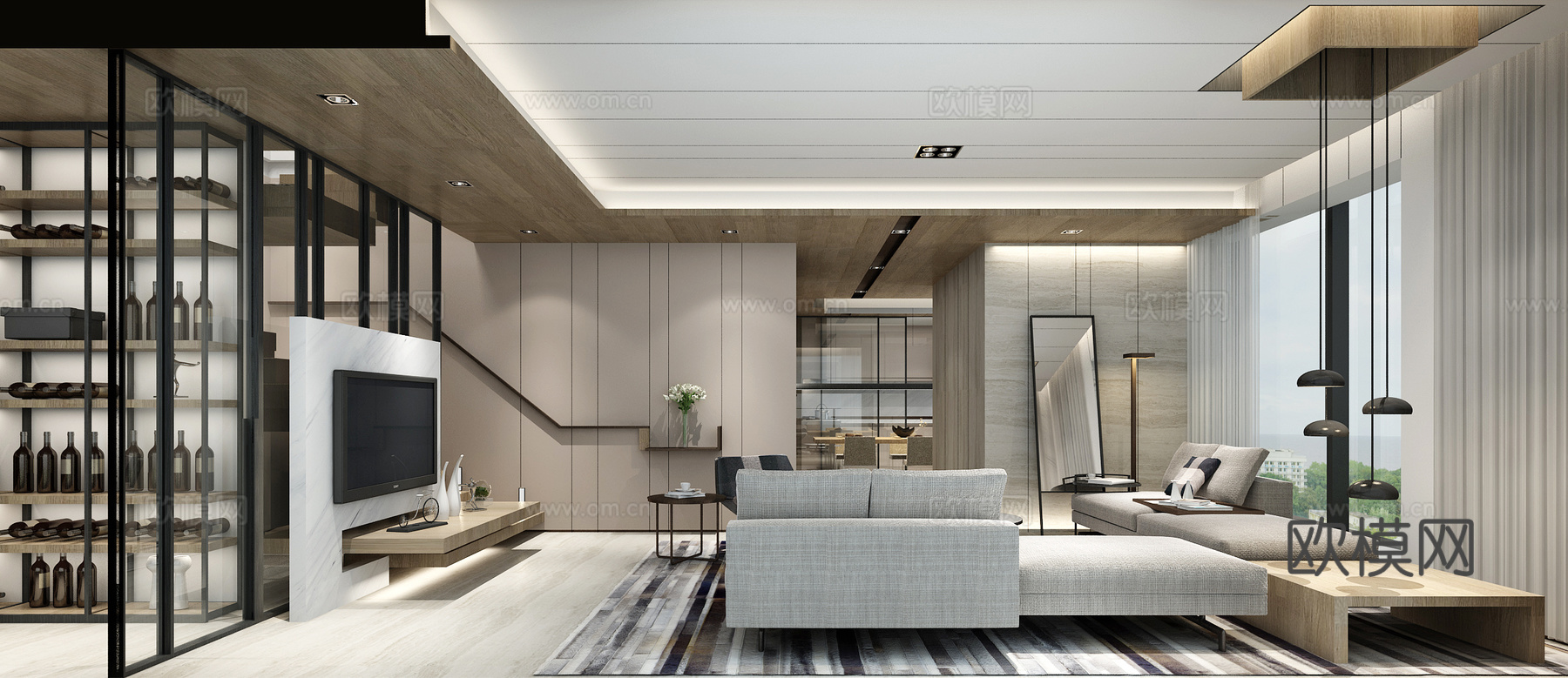 龙湖样板间大平层 最新全套施工图 效果图合集cad施工图