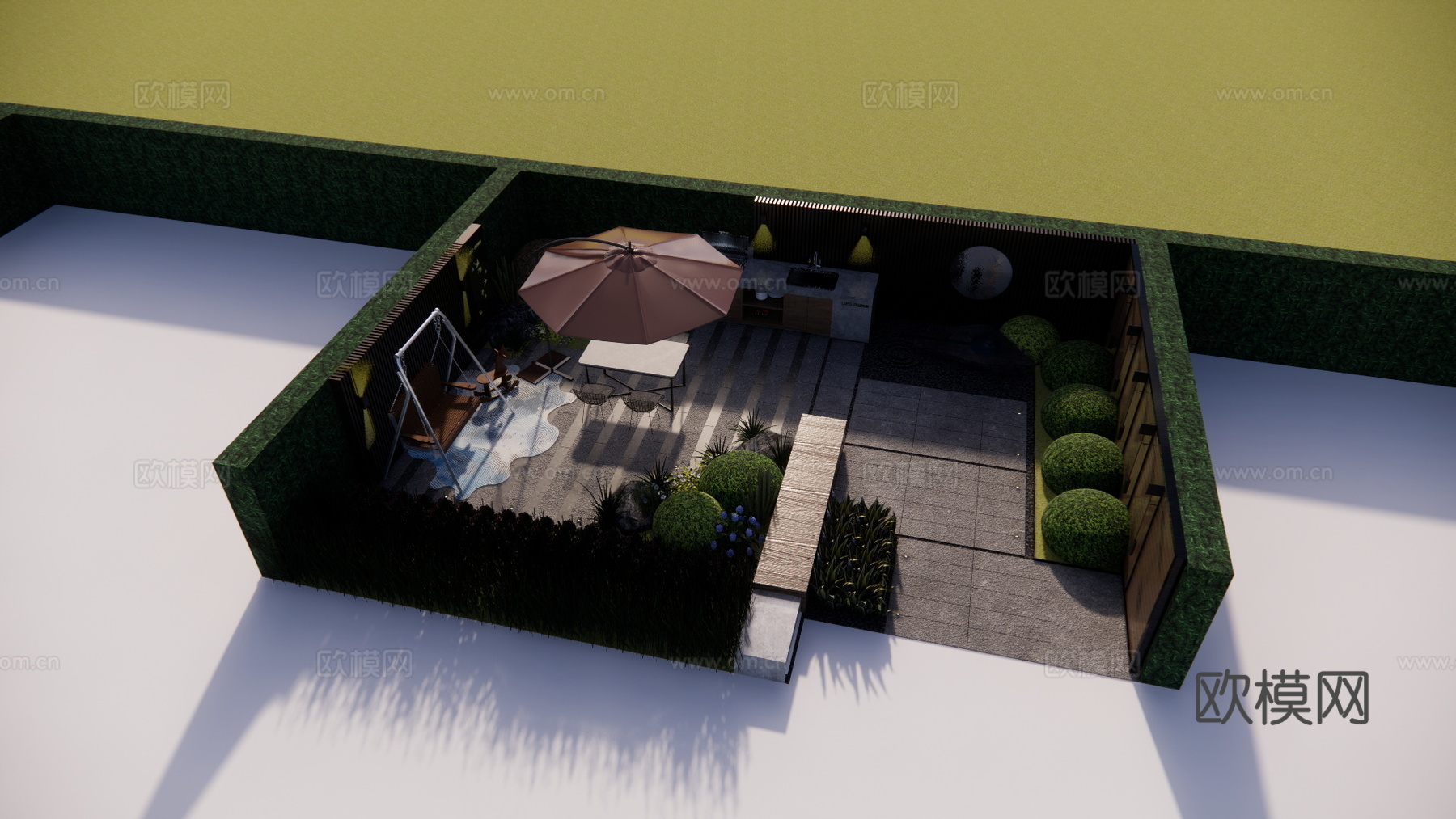 水景 阳光房 庭院门 门 微景观 庭院su模型