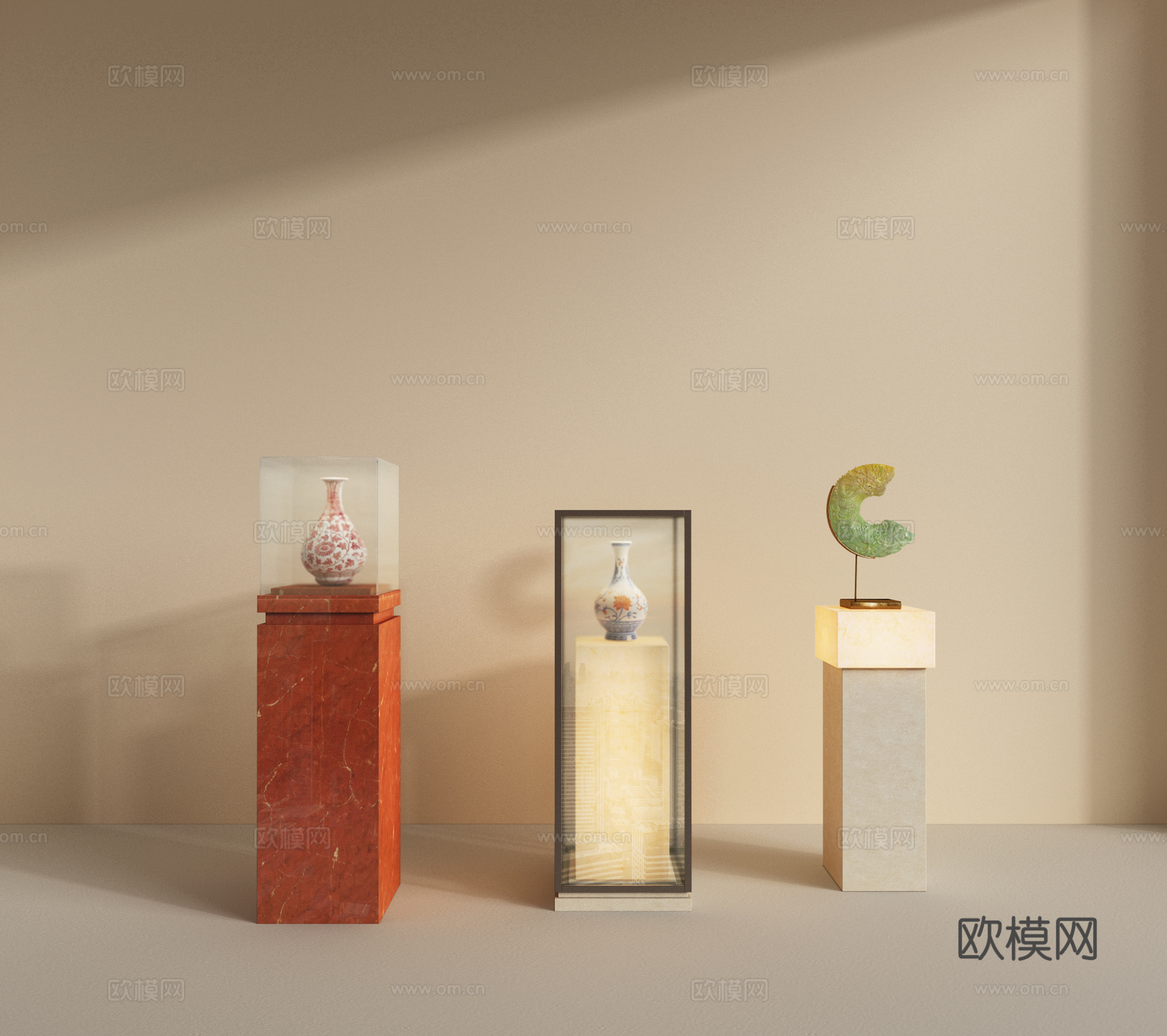 新中式展台 展柜 陈列柜 陈列台su模型