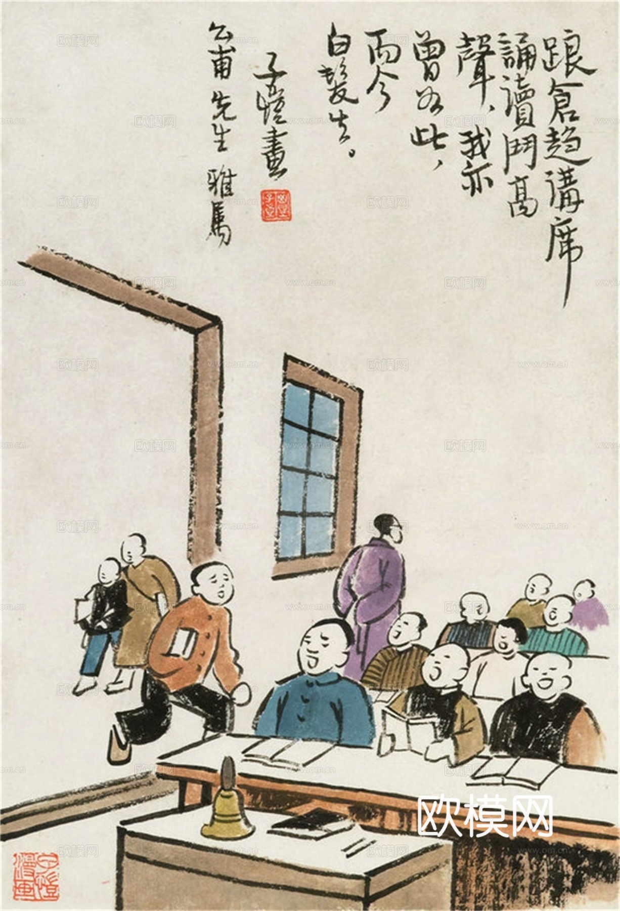 丰子恺水墨绘画作品，写意水墨画，水墨风漫画45下载