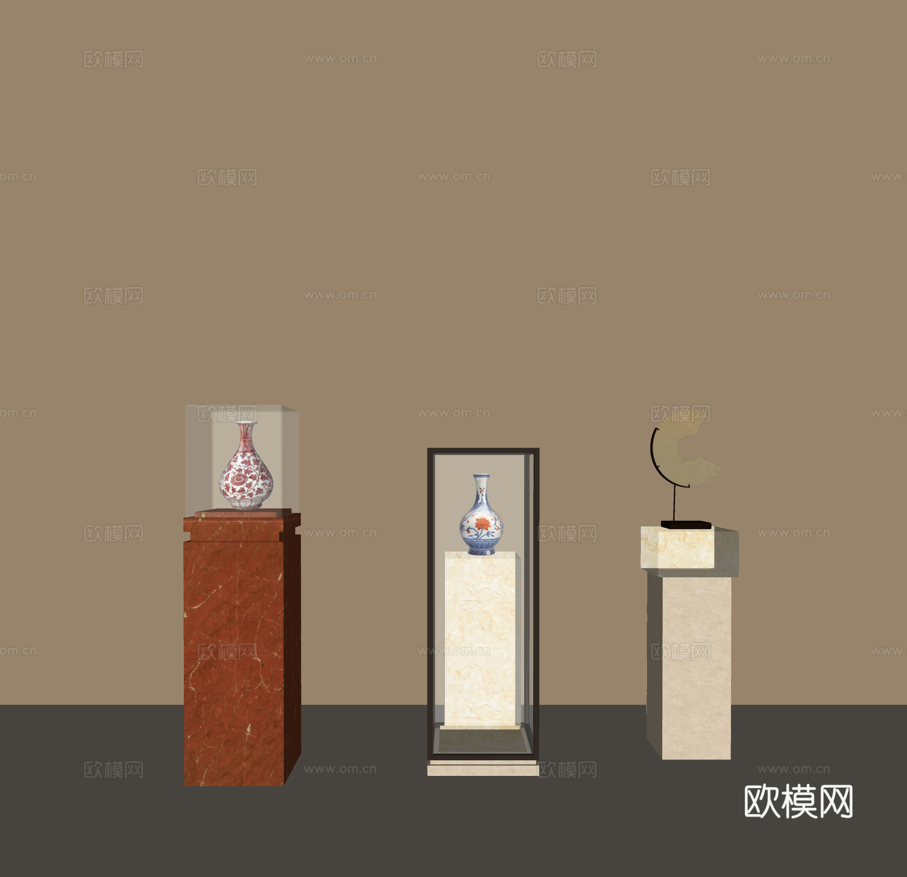 新中式展台 展柜 陈列柜 陈列台su模型