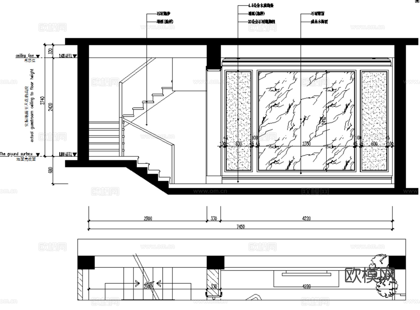 10套新中式风格样板间别墅大平层复式住宅CAD施工图附效果图cad施工图