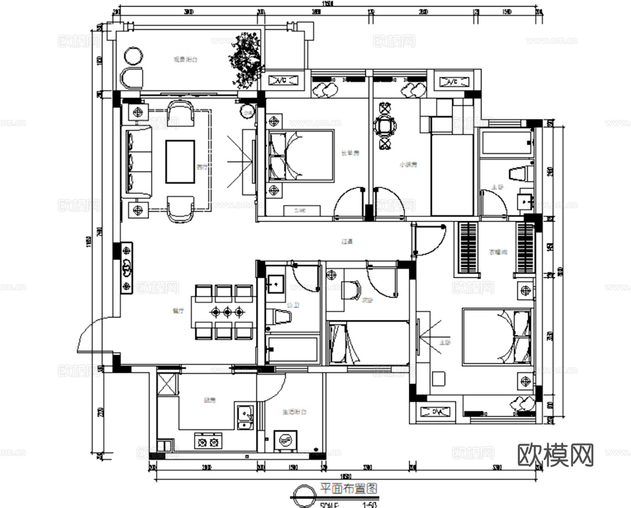 10套新中式风格样板间别墅大平层复式住宅CAD施工图附效果图cad施工图