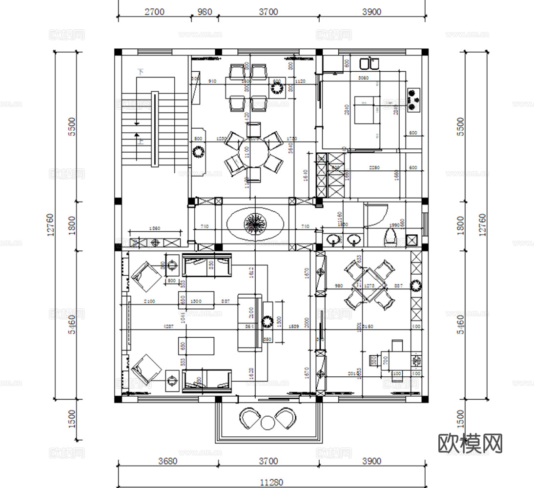 10套欧式风格样板间大平层别墅复式住宅CAD附效果图实景图cad施工图