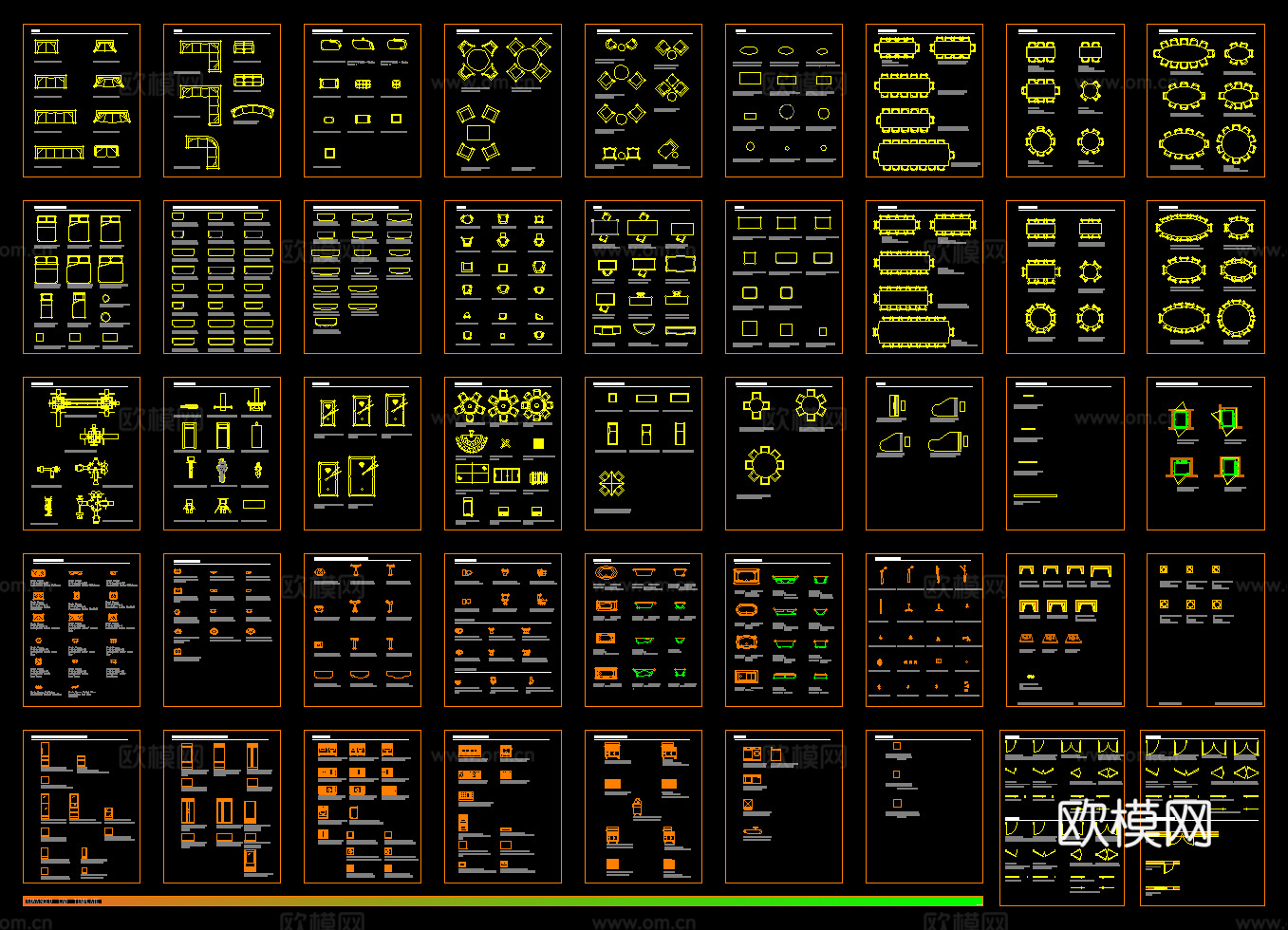 国外高质量家具平立面CAD图库cad施工图