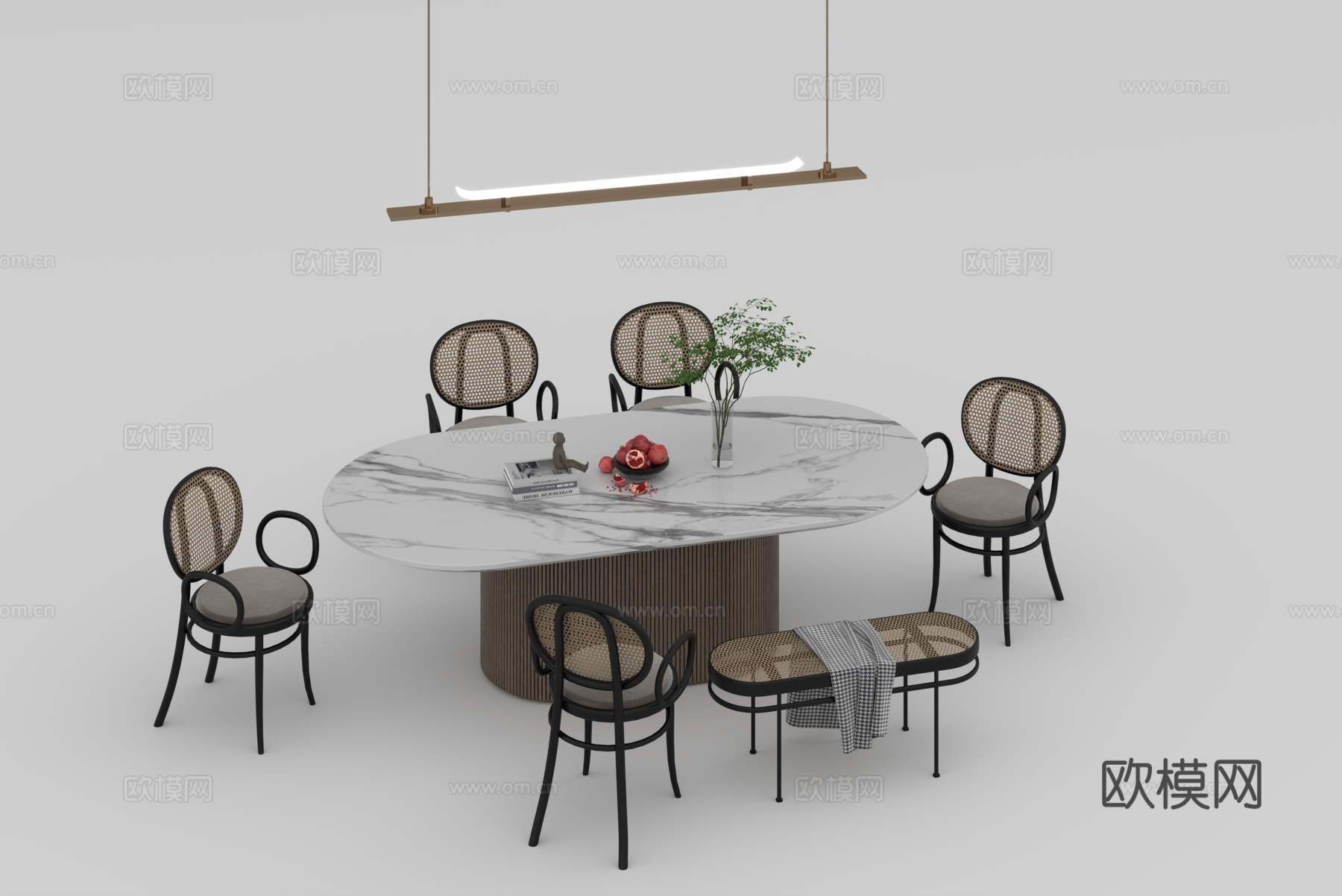餐桌组合3d模型下载