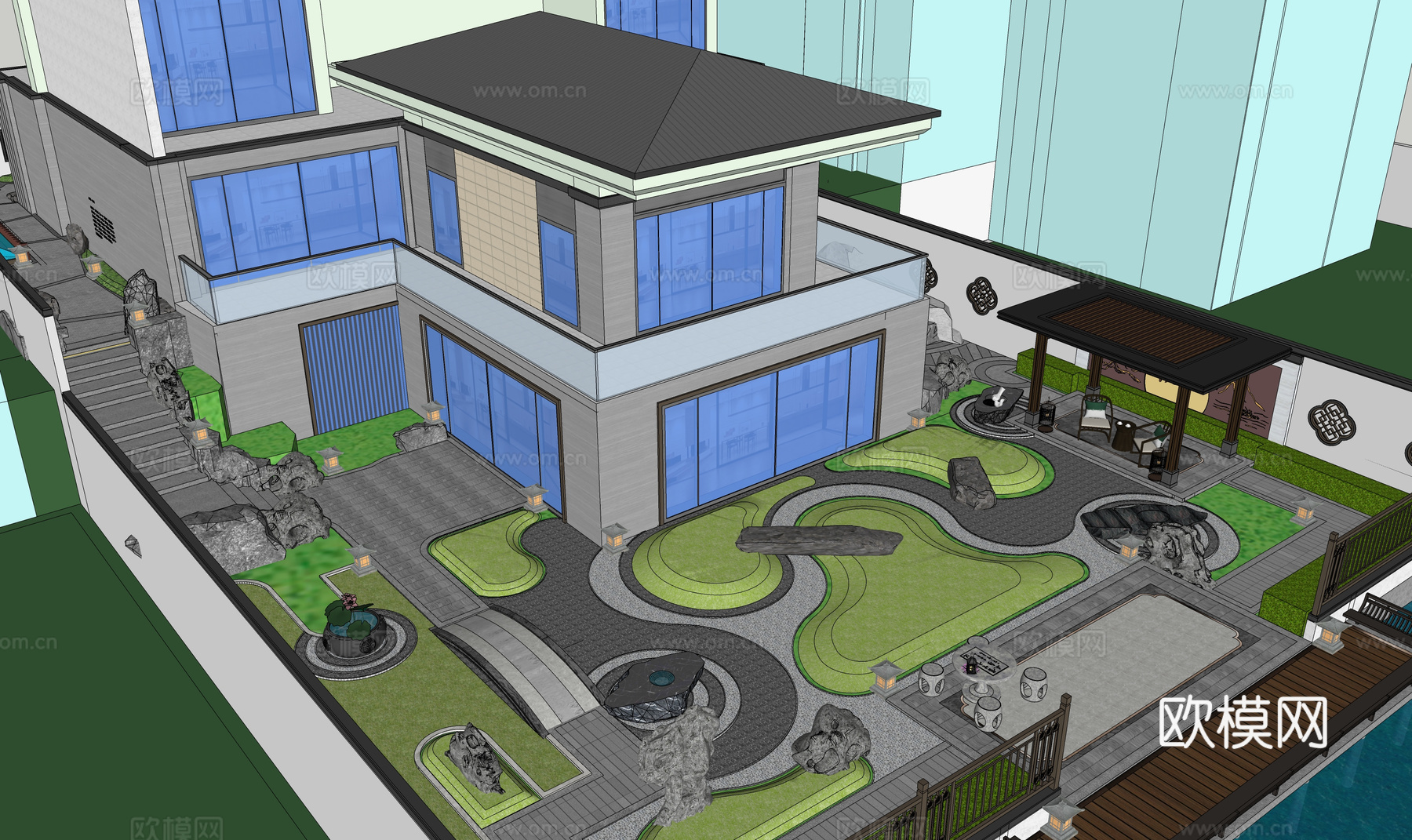 微景观 门 庭院门 室内造景 造景 草坪灯 庭院su模型