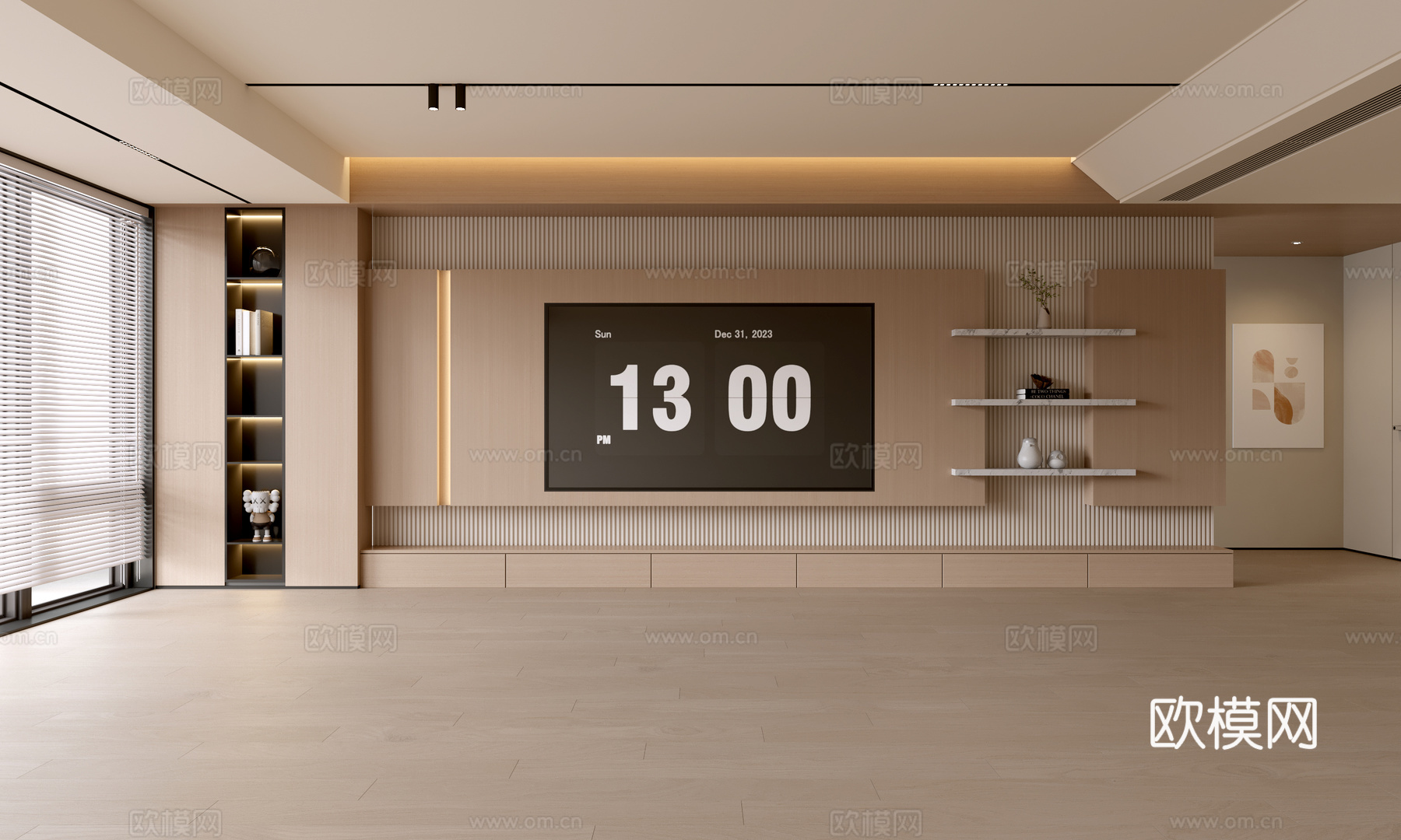 现代客厅 奶油客厅 电视背景墙 客厅背景 奶油风背景墙su模型