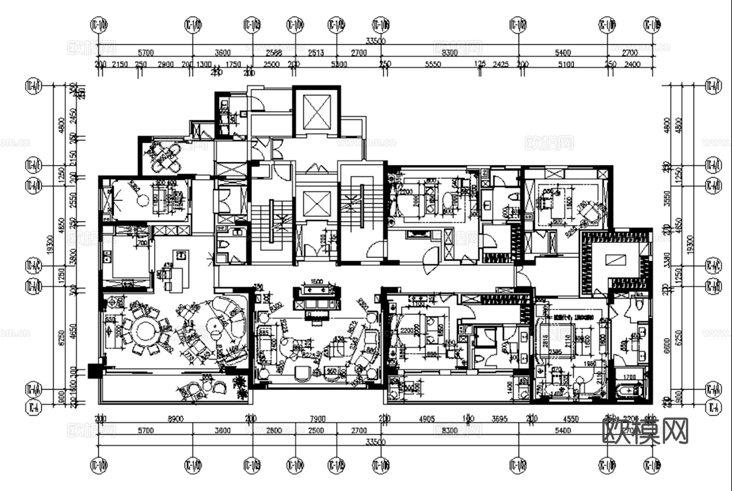 10套新中式风格样板间别墅大平层复式住宅CAD施工图附效果图cad施工图