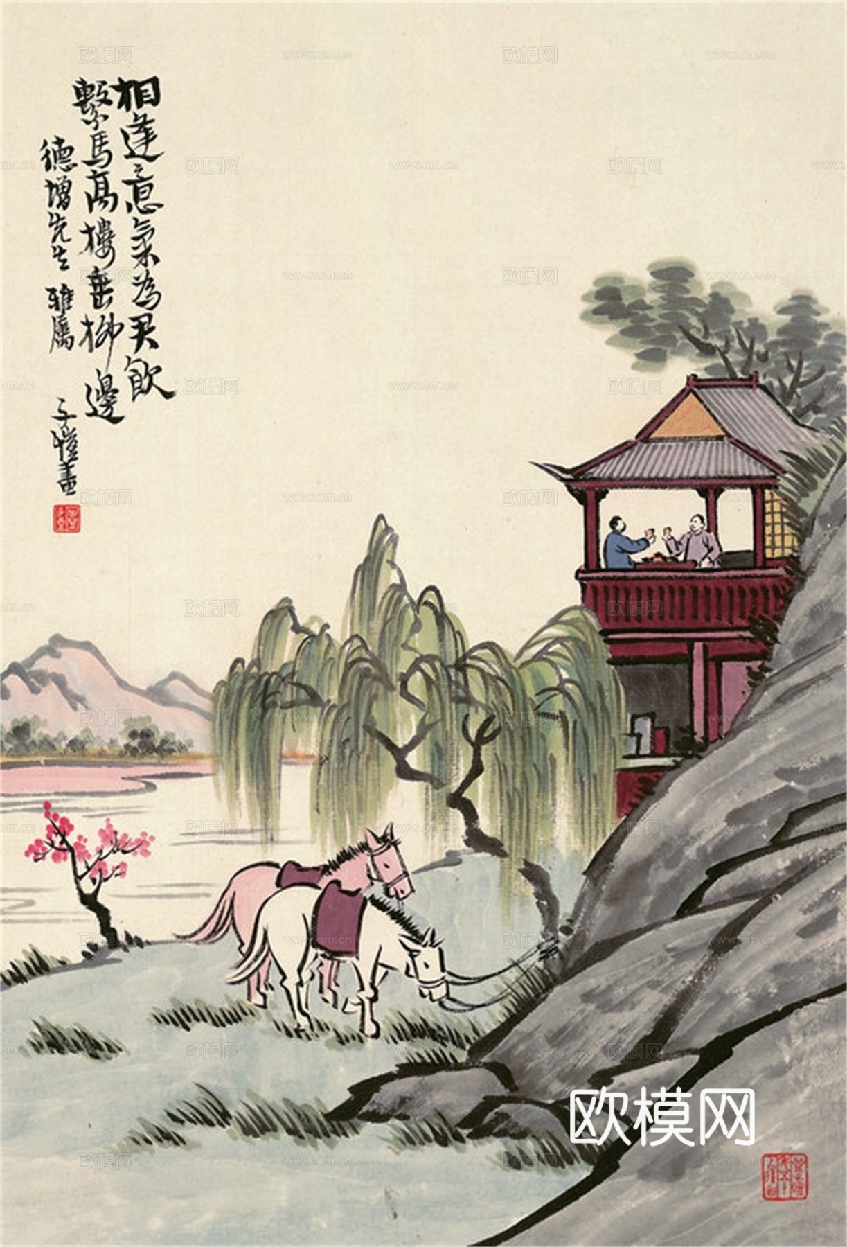 丰子恺水墨绘画作品，写意水墨画，水墨风漫画161下载