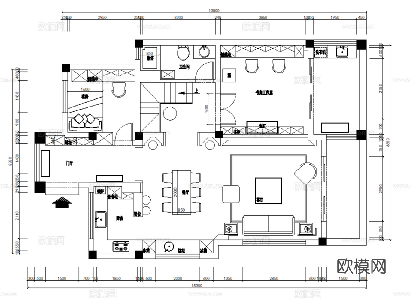 10套欧式古风格样板间别墅大平层复式住宅CAD施工图附效果图cad施工图