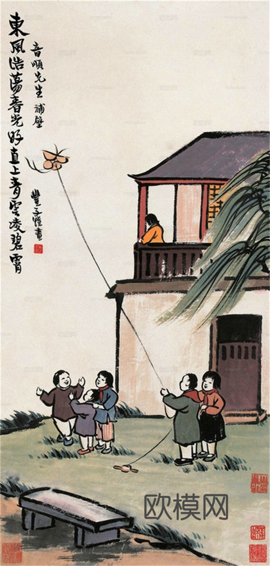丰子恺水墨绘画作品，写意水墨画，水墨风漫画132下载