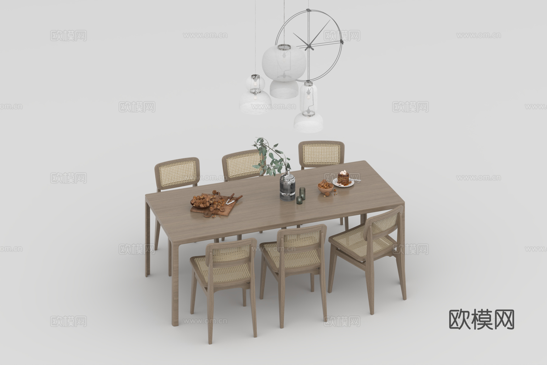 餐桌组合3d模型下载