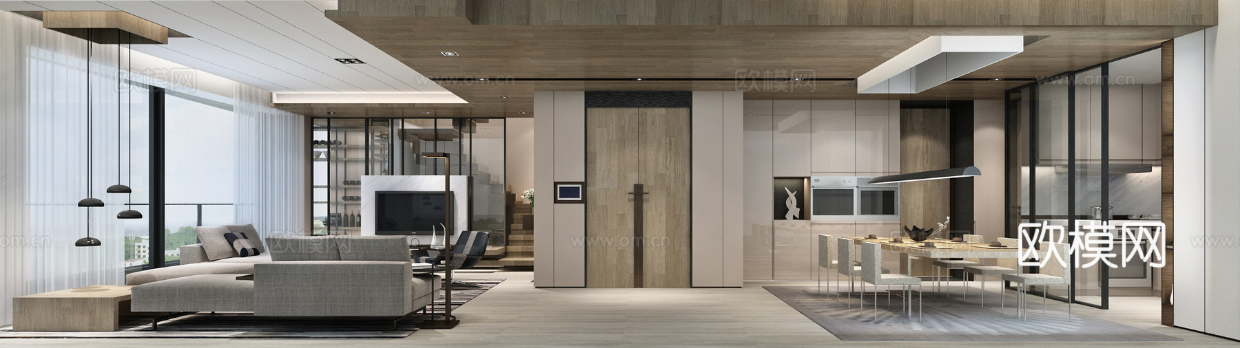 龙湖样板间大平层 最新全套施工图 效果图合集cad施工图