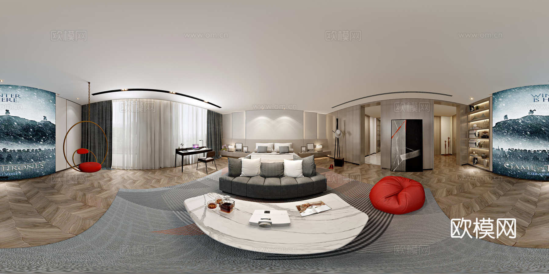 龙湖样板间大平层 最新全套施工图 效果图合集cad施工图