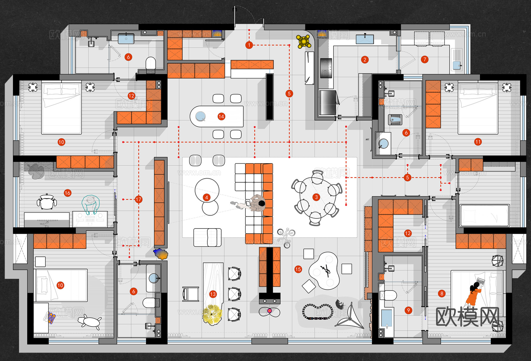 制图神器：CAD彩平直出模板1.0cad施工图