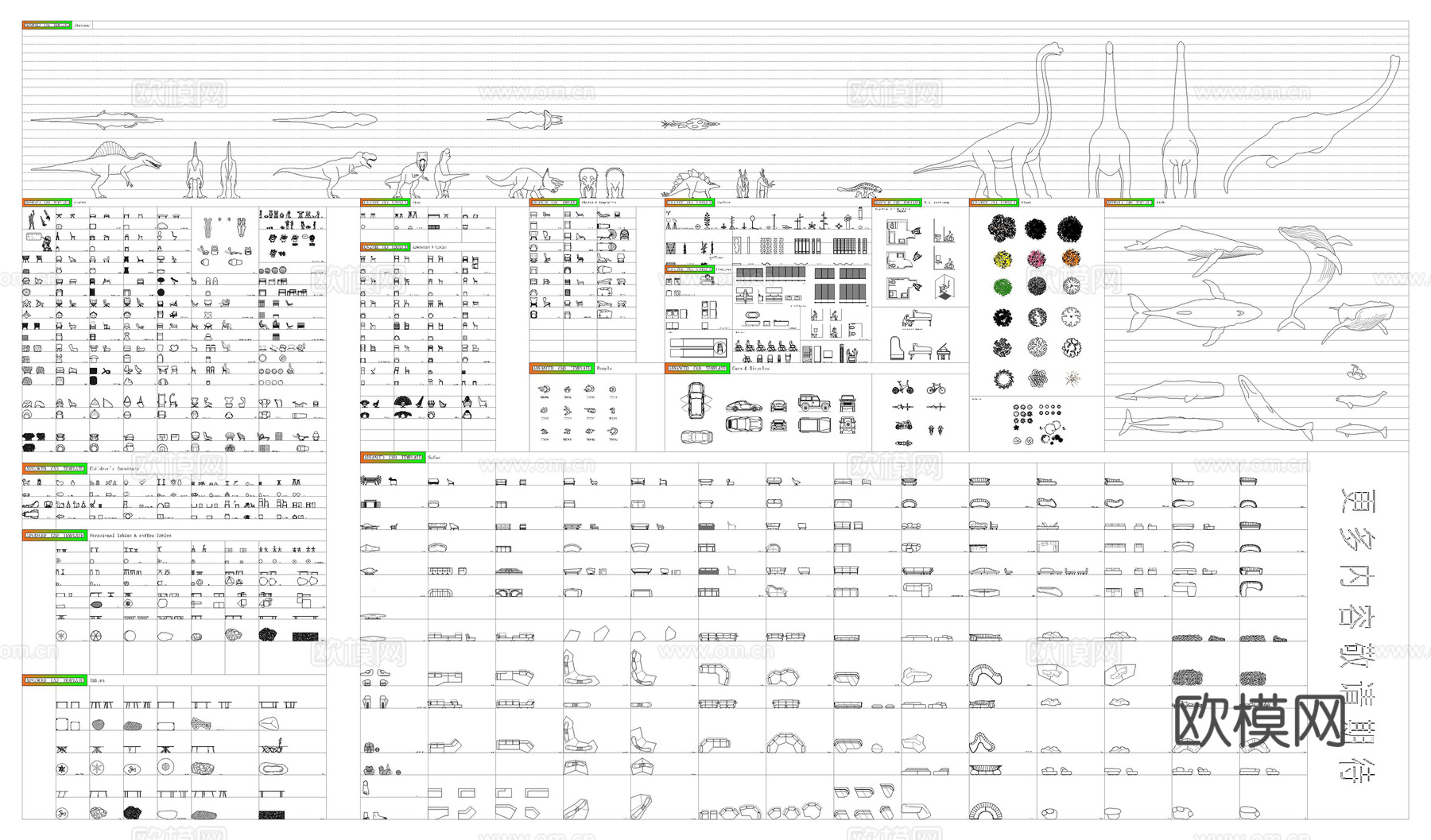 经典款家具平立面图库cad施工图