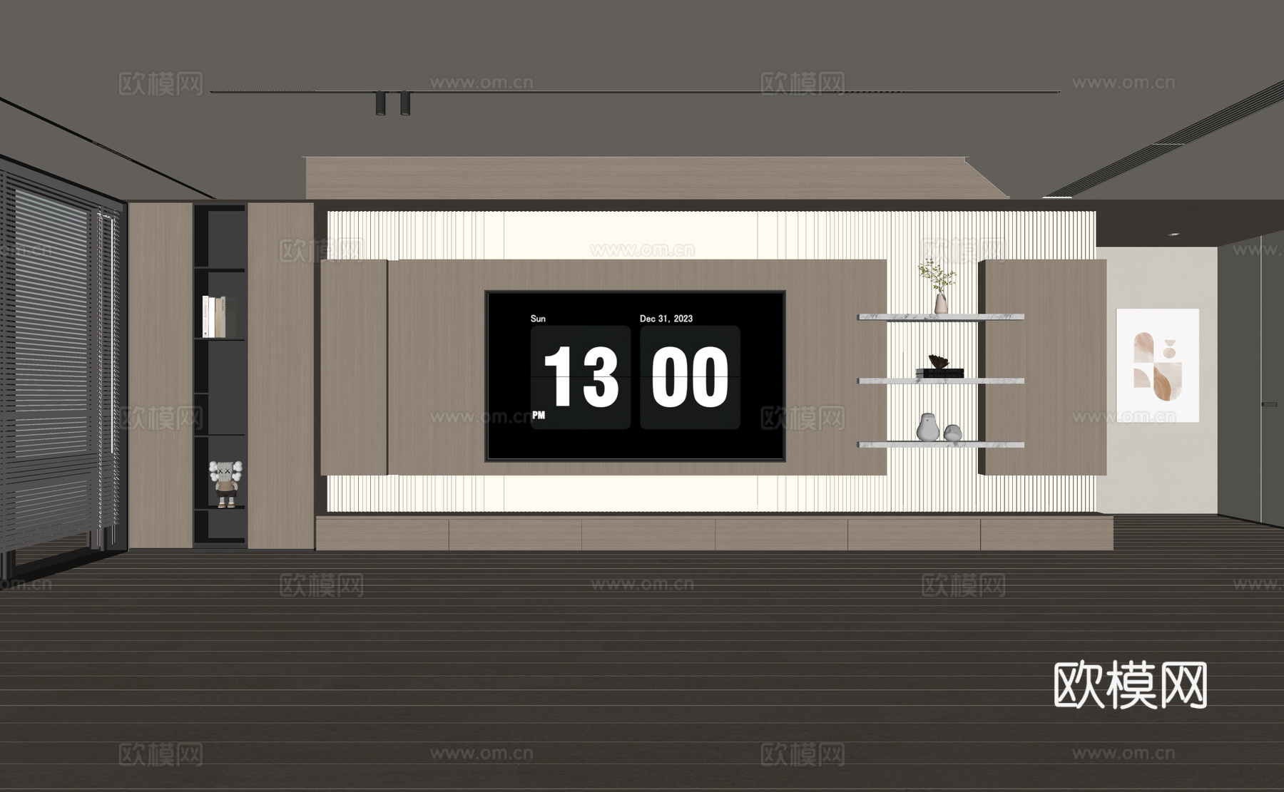 现代客厅 奶油客厅 电视背景墙 客厅背景 奶油风背景墙su模型