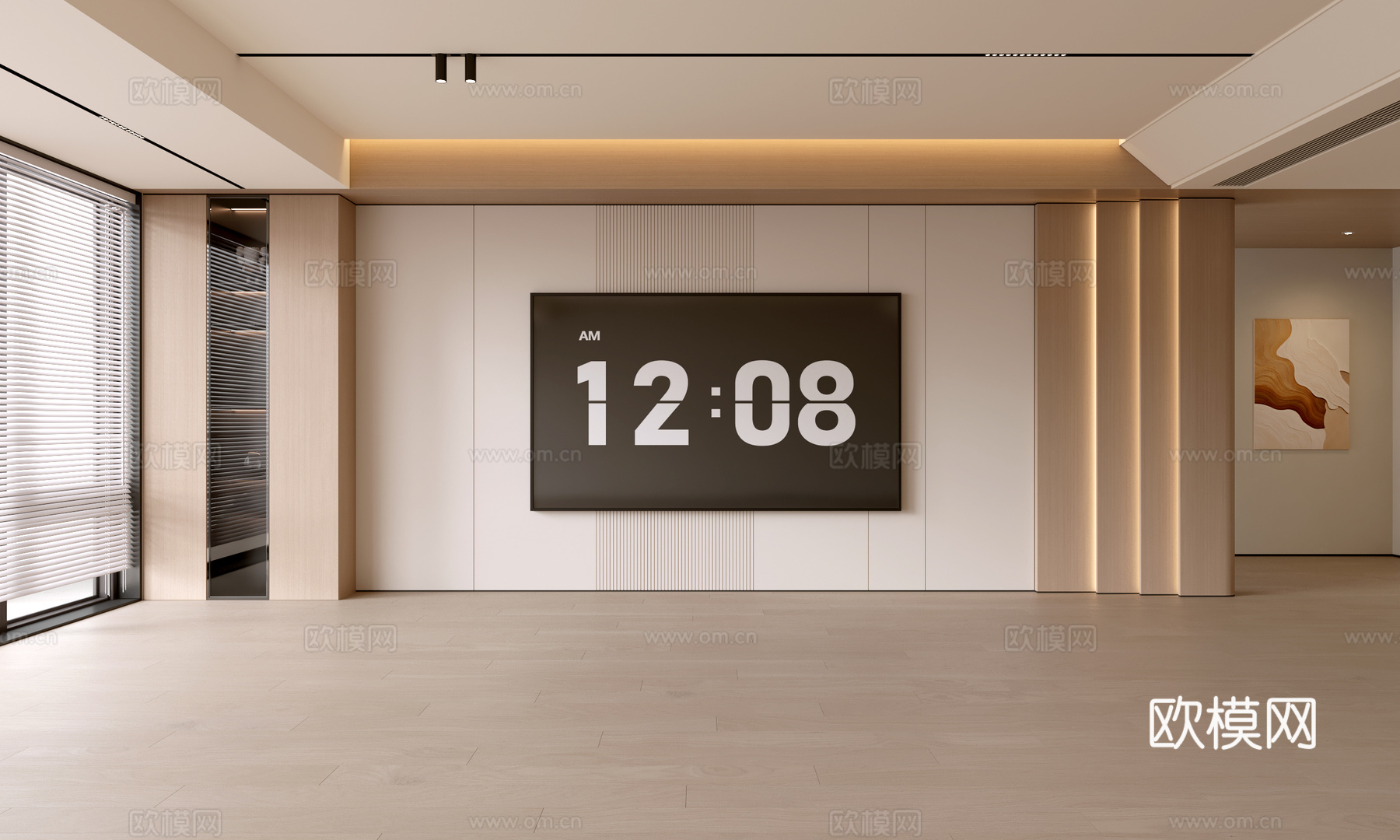 现代客厅 奶油客厅 电视背景墙 客厅背景 奶油风背景墙su模型