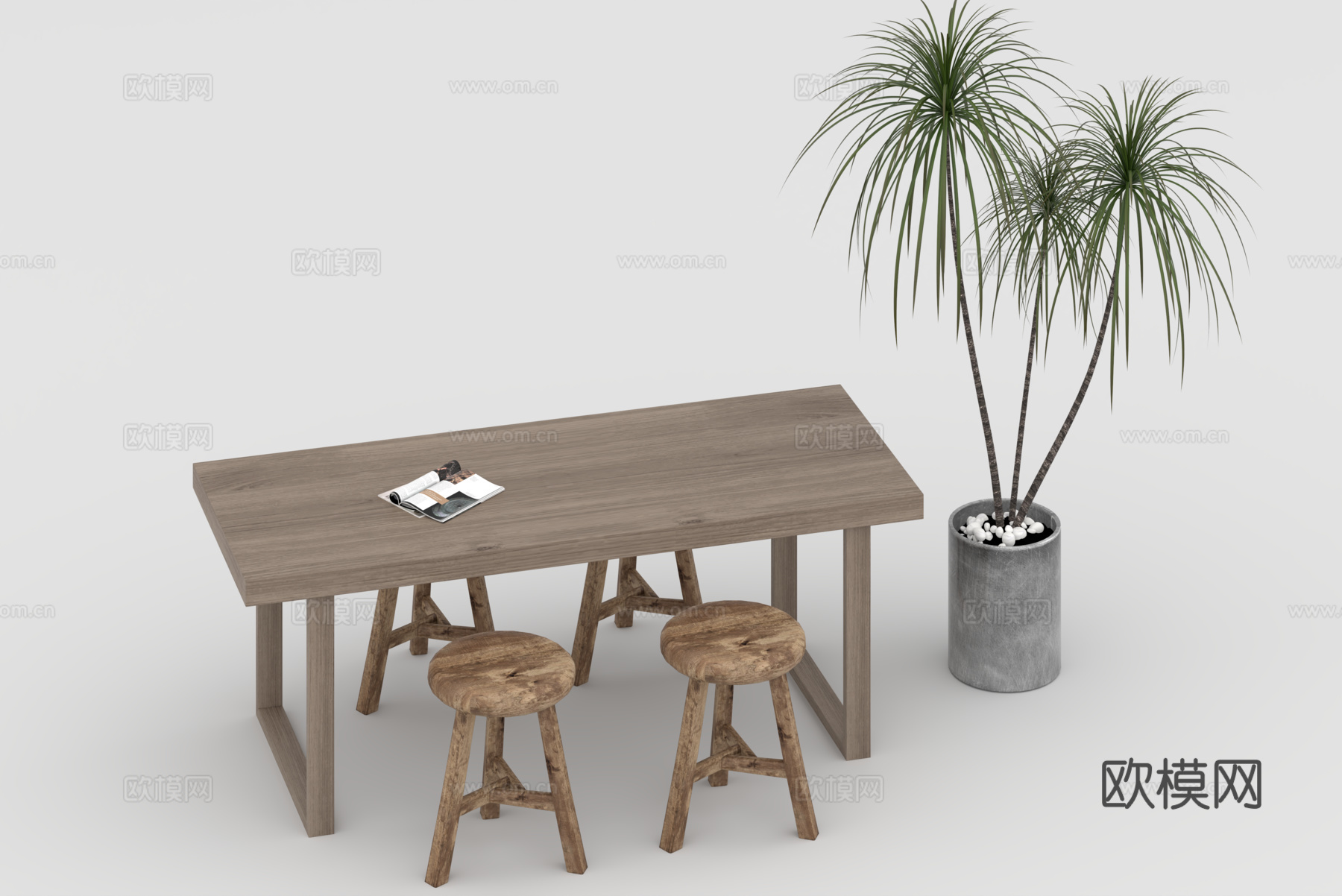 餐桌组合3d模型下载