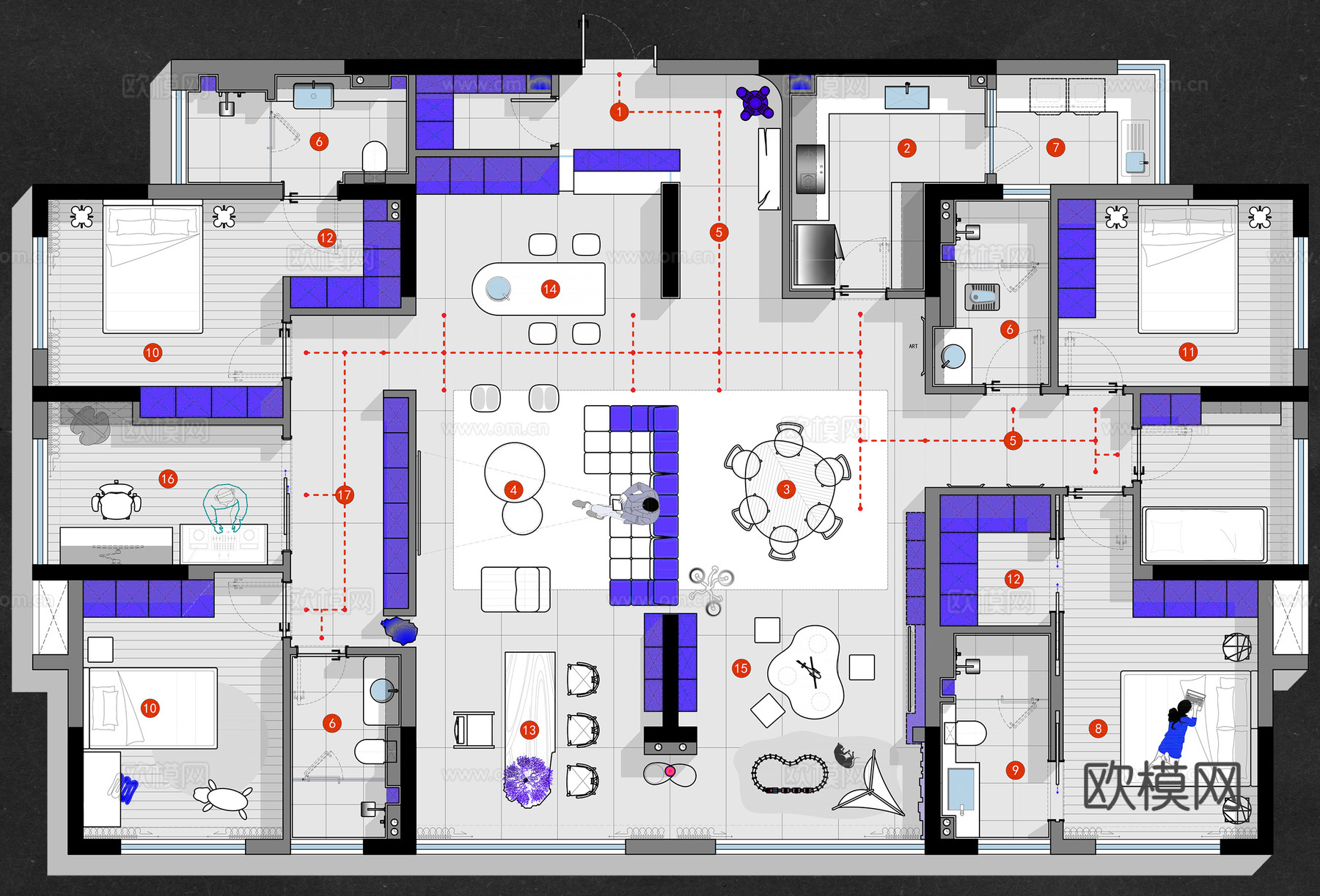 制图神器：CAD彩平直出模板1.0cad施工图