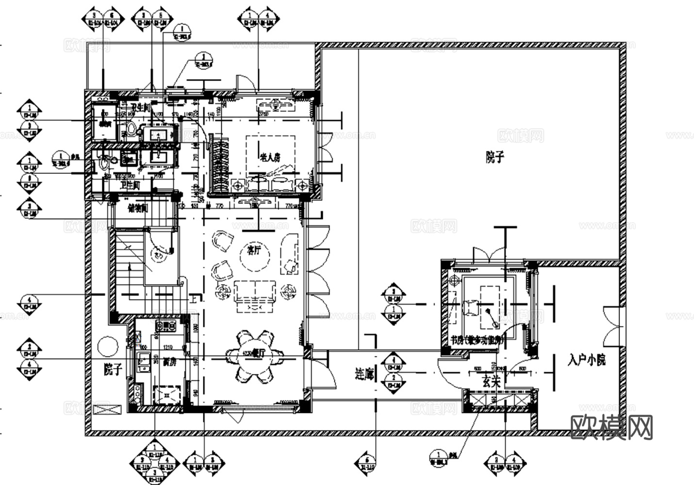 10套欧式古典风格样板间复式别墅大平层住宅CAD施工图效果图cad施工图
