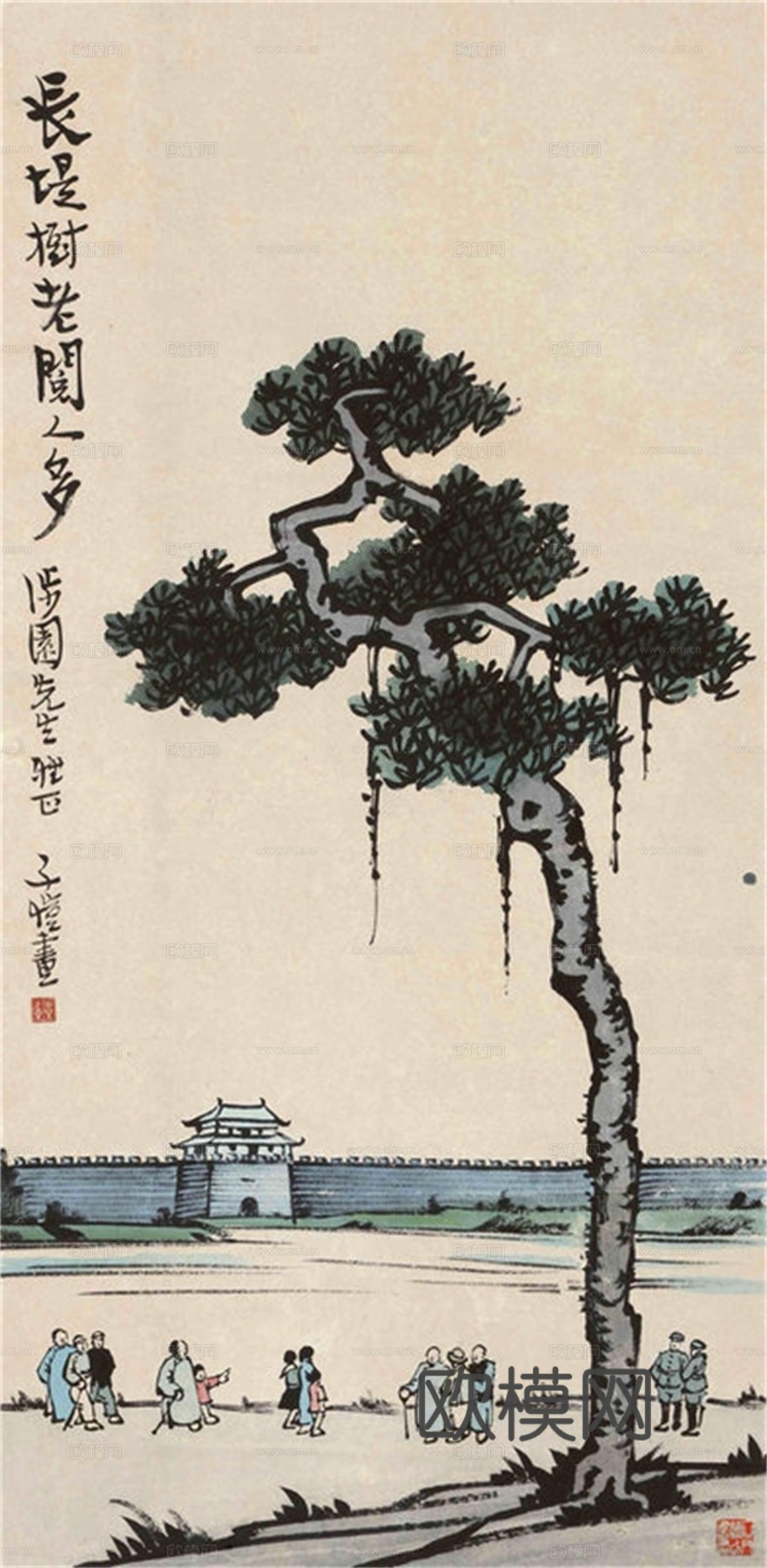 丰子恺水墨绘画作品，写意水墨画，水墨风漫画102下载